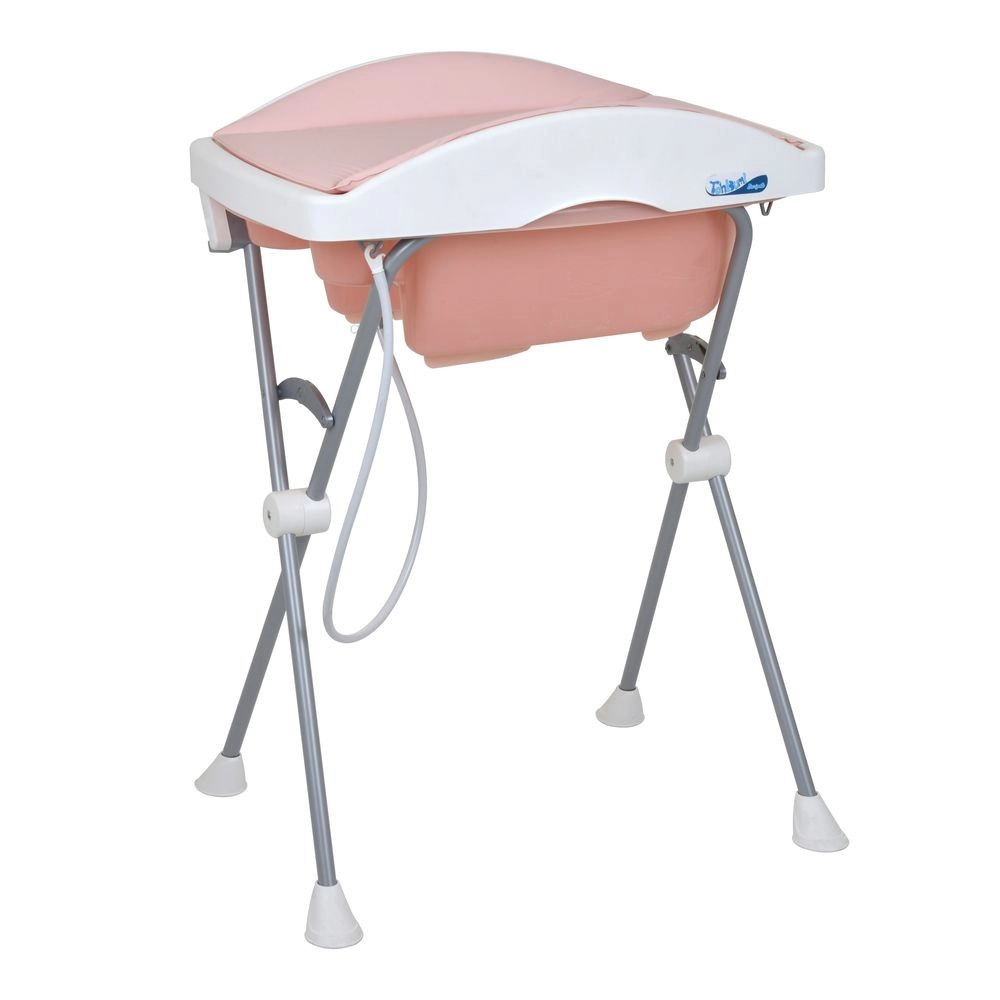 Banheira de Bebe Burigotto Tchibum com Suporte e Trocador Rose Madder