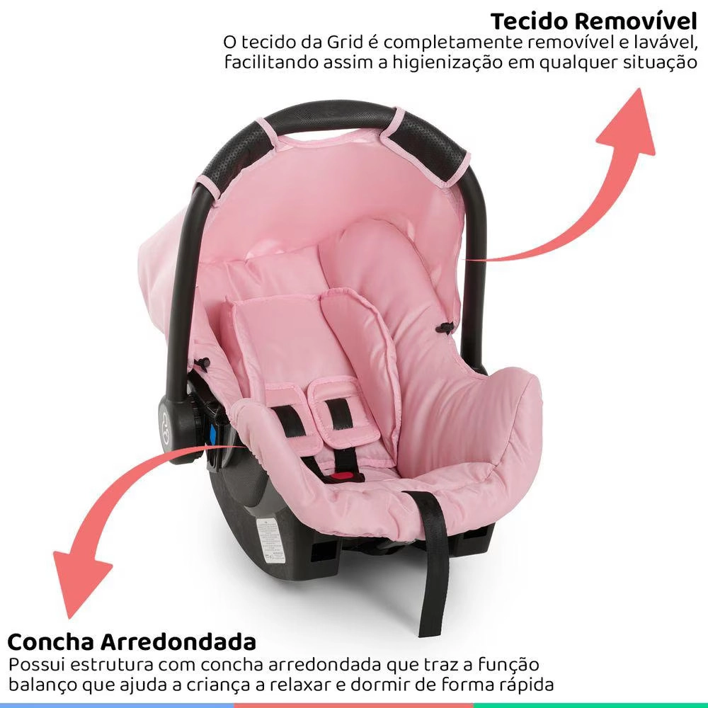 Bebê Conforto Galzerano Grid 8184 de 0 até 13 Kg Rosa