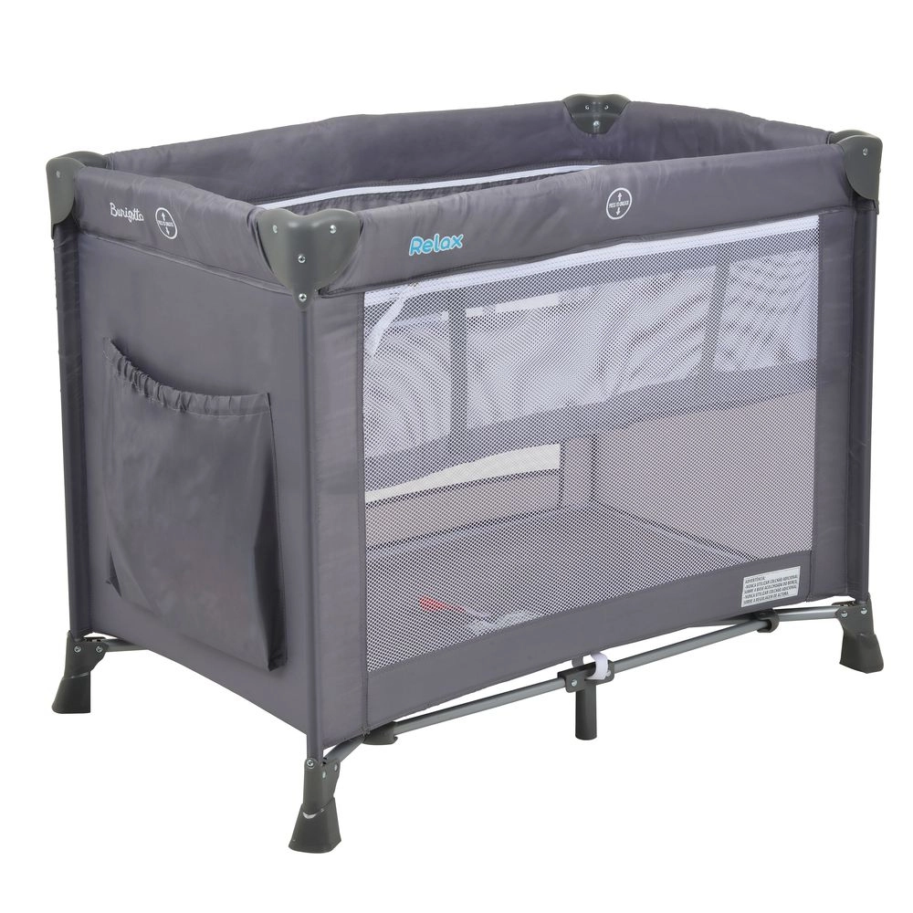 Berço Portatil Cercado Burigotto Relax com Mosquiteiro até 15 Kg Gray Cinza