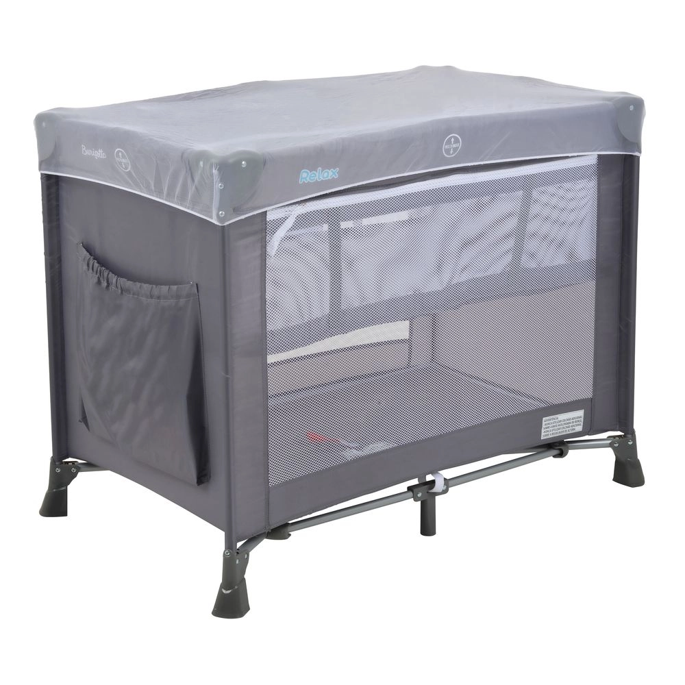 Berço Portatil Cercado Burigotto Relax com Mosquiteiro até 15 Kg Gray Cinza