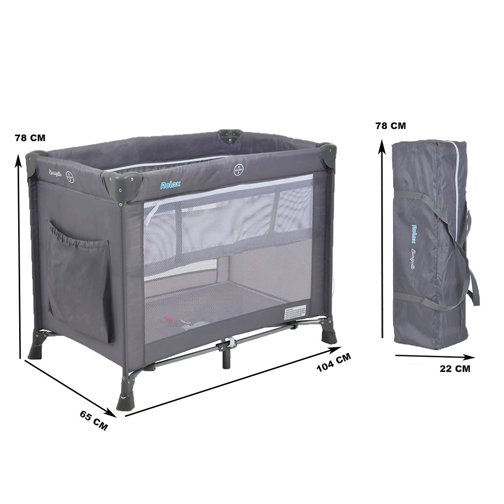 Berço Portatil Cercado Burigotto Relax com Mosquiteiro até 15 Kg Gray Cinza