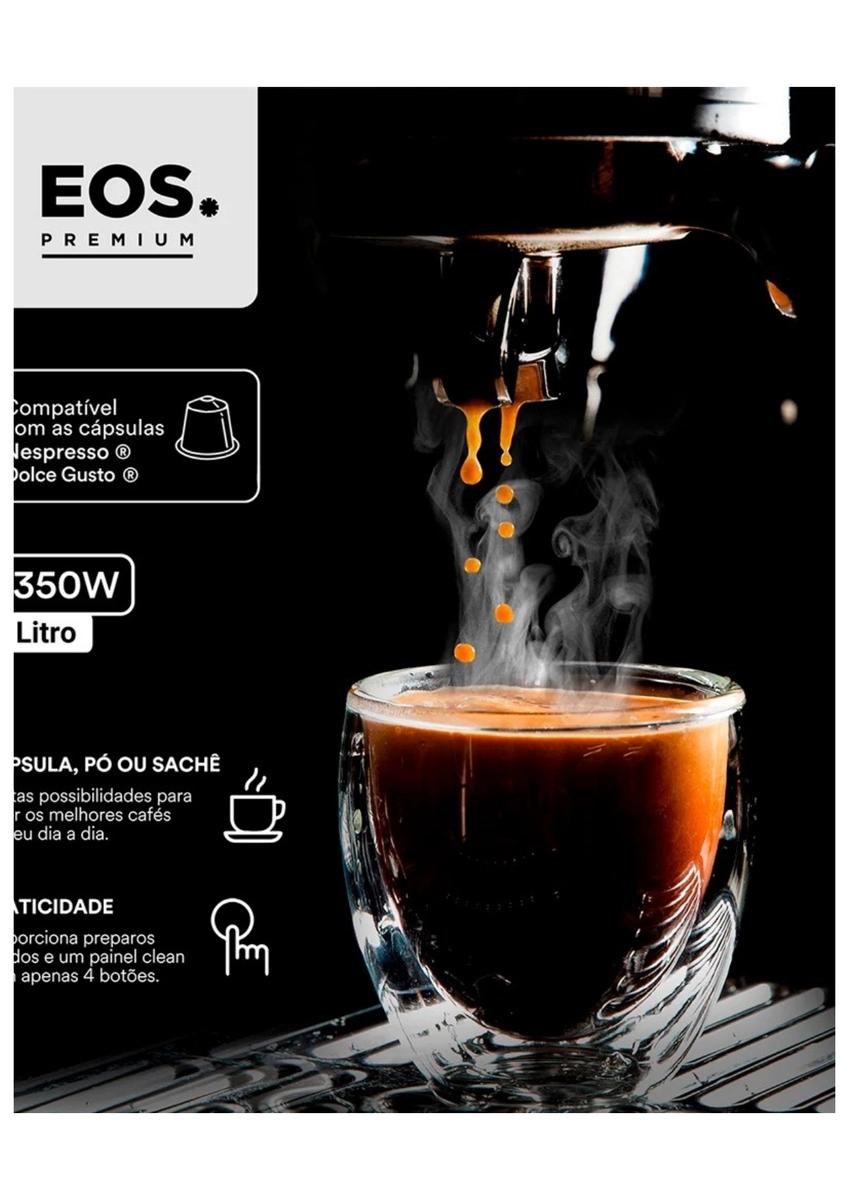 Cafeteira Espresso Eos Ecf01ec  Italiana 3 em 1 19 Bar Inox