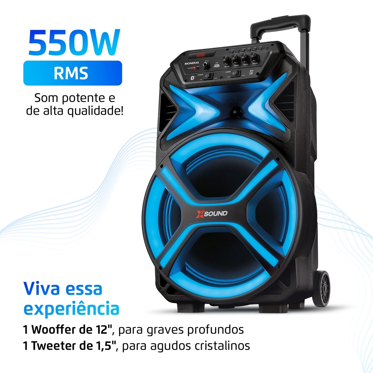 Caixa de Som Amplificada Mondial Cm-550-l 550w Rms Preto Bivolt