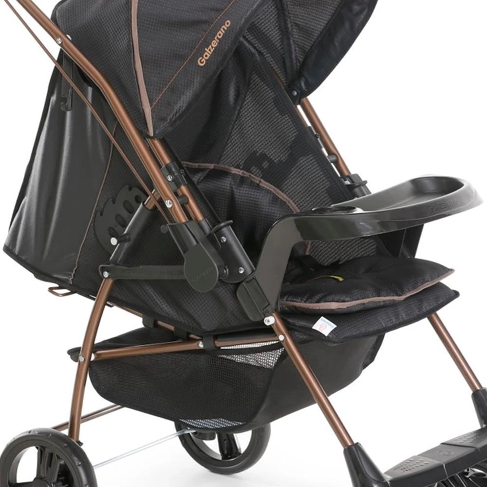 Carrinho de Bebê Galzerano Milano Reversível LI 0 Meses até 15 Kg Preto com Cobre