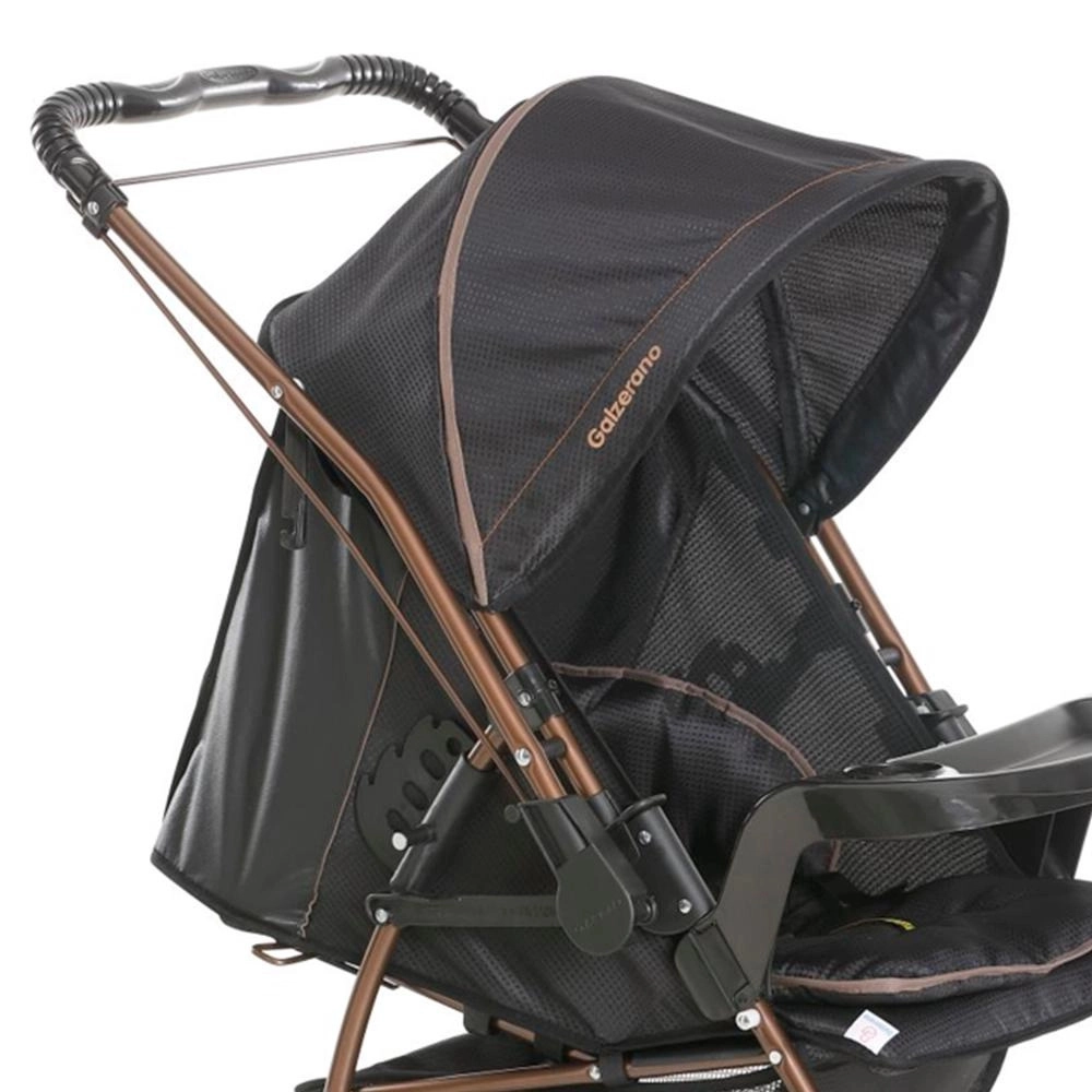 Carrinho de Bebê Galzerano Milano Reversível LI 0 Meses até 15 Kg Preto com Cobre