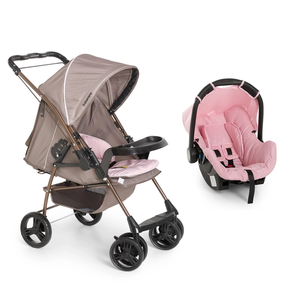 Carrinho Milano Rev LI Travel System Cappuccino Rosa