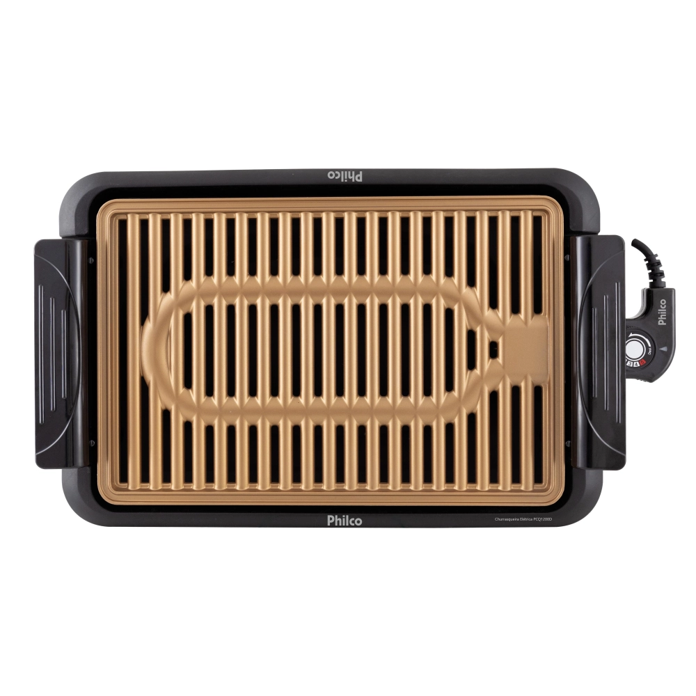 Churrasqueira Elétrica Philco Pcq1200d 1200w Preta com Dourado 220v