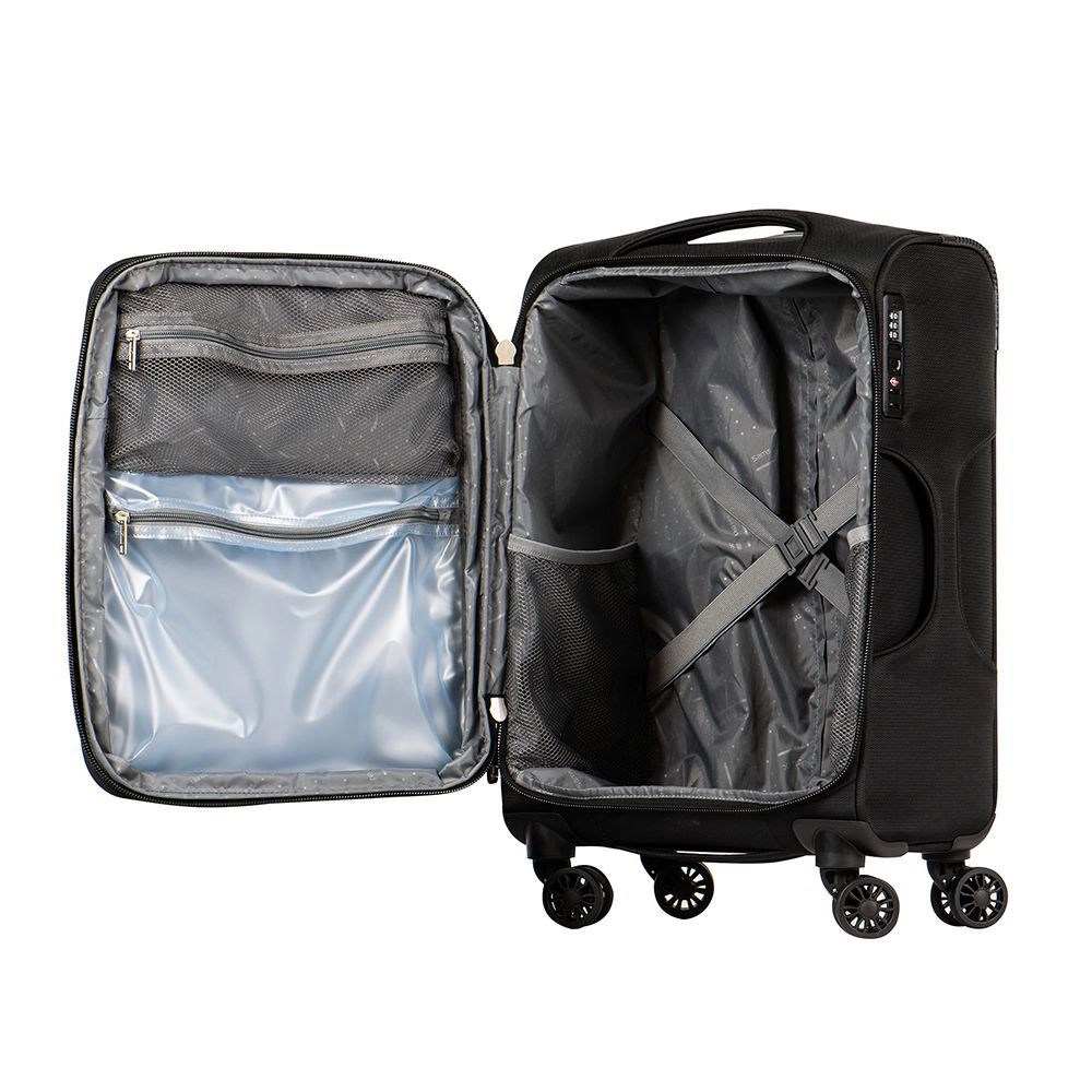 Conjunto de Malas de Viagem em Poliester Samsonite Kick Air Tsa e Rodas Duplas 3pcs P/m/g Preto