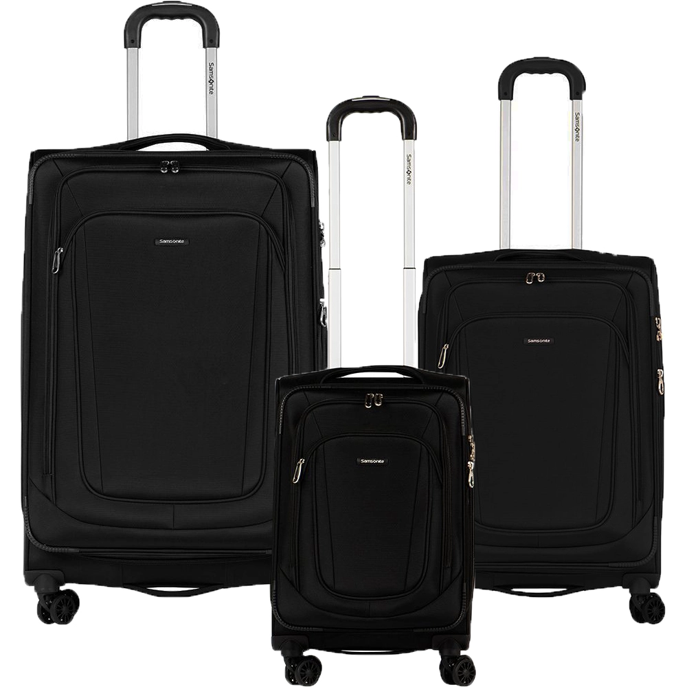 Conjunto de Malas de Viagem em Poliester Samsonite Kick Air Tsa e Rodas Duplas 3pcs P/m/g Preto