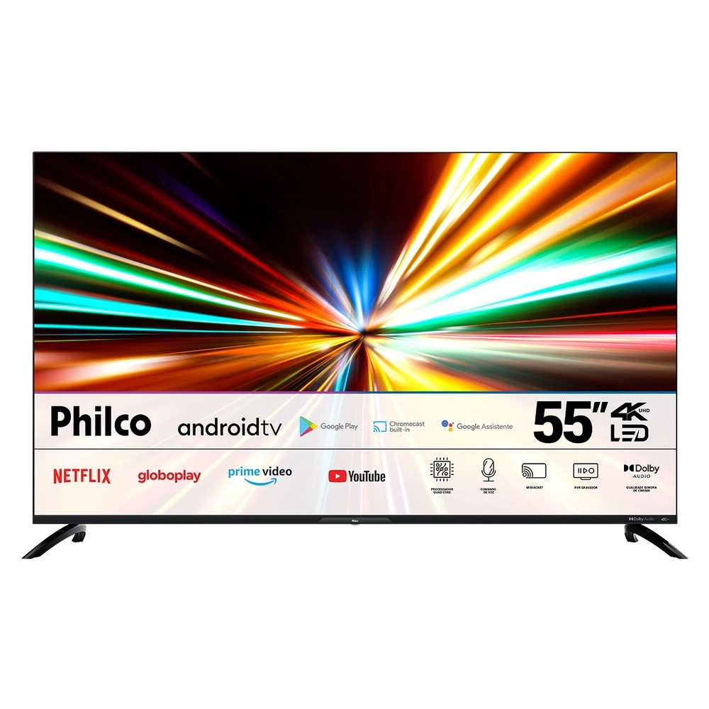 Smart Tv 55" Fast Philco PTV55G7EAGCPBL 4k Led Dolby Audio Preto