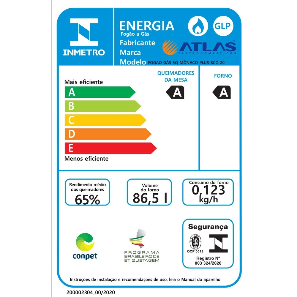 Fogão 5 Bocas Atlas Mônaco Plus com Mesa Inox e Acendimento Automático Branco Bivolt