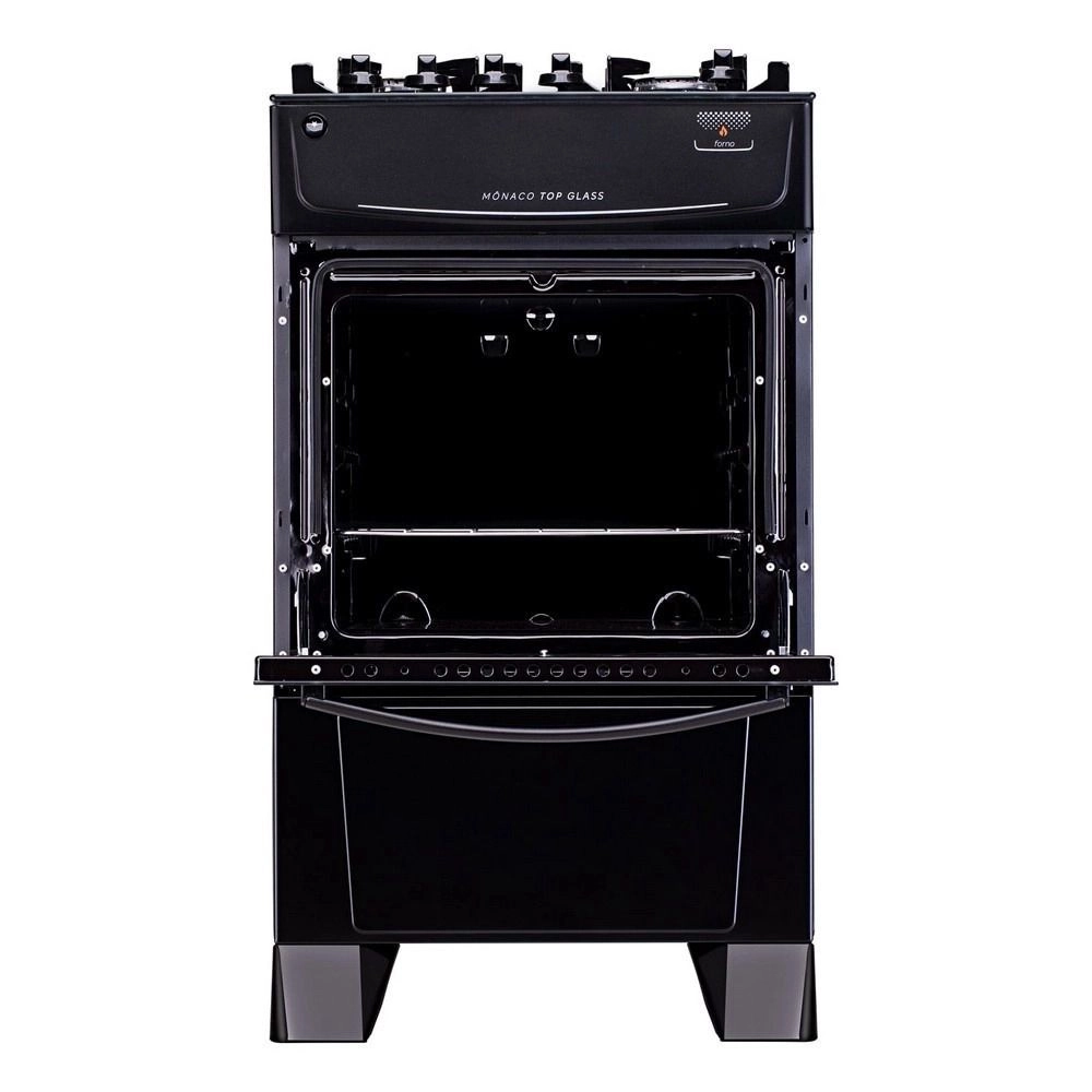 Fogão Atlas Mônaco Top Glass 4 Bocas Acendimento Automático Preto