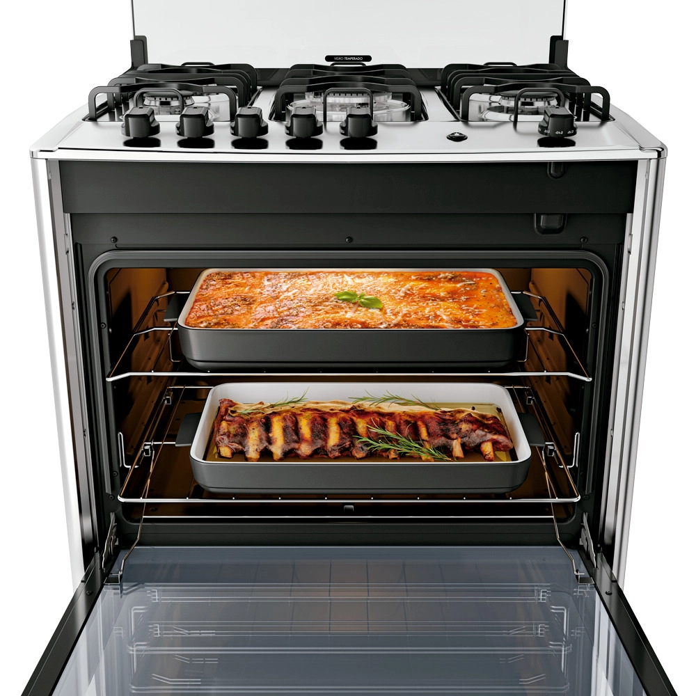 Fogão Dako Magister 5 Bocas Style Mesa de Inox a Gás Espelhado Bivolt