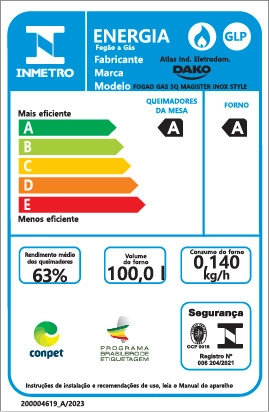 Fogão Dako Magister 5 Bocas Style Mesa de Inox a Gás Espelhado Bivolt