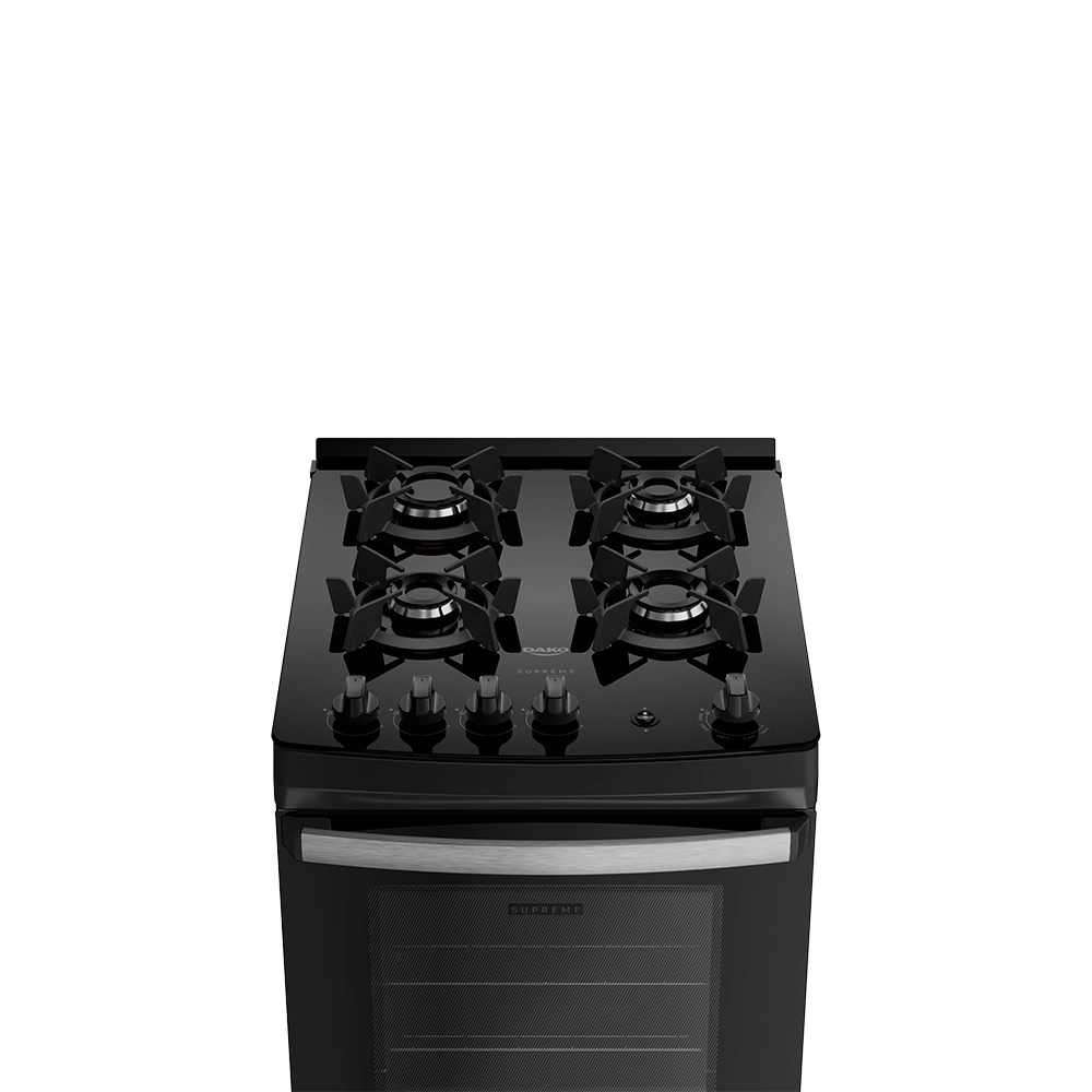 Fogão Dako Supreme Glass 4 Bocas a Gás Acendimento Automático Preto Bivolt
