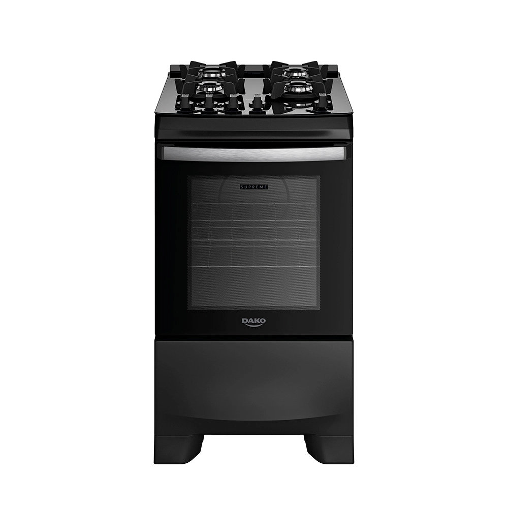 Fogão Dako Supreme Glass 4 Bocas a Gás Acendimento Automático Preto Bivolt