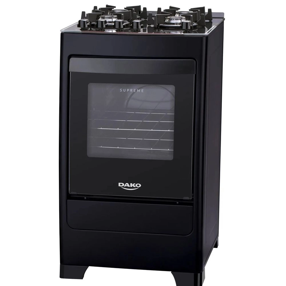 Fogão Dako Supreme Glass 4 Bocas a Gas Acendimento Automático Preto Bivolt