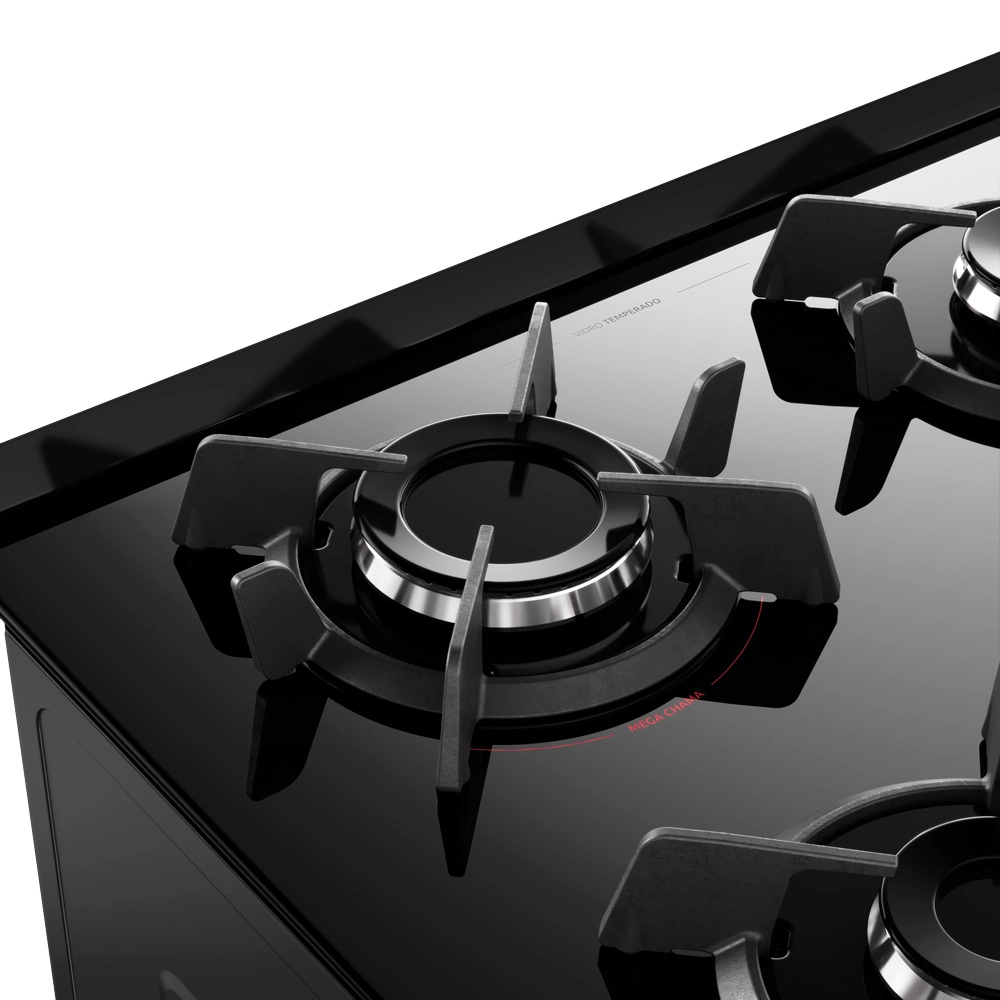 Fogão Dako Supreme Glass 4 Bocas com Timer Touch Titanium Bivolt