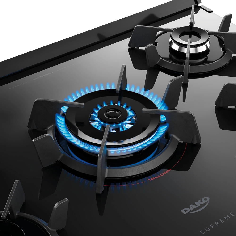 Fogão Dako Supreme Glass 5 Bocas com Timer Touch Titanium Bivolt