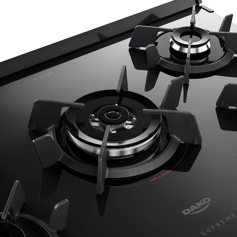 Fogão Dako Supreme Glass 5 Bocas com Timer Touch Titanium Bivolt