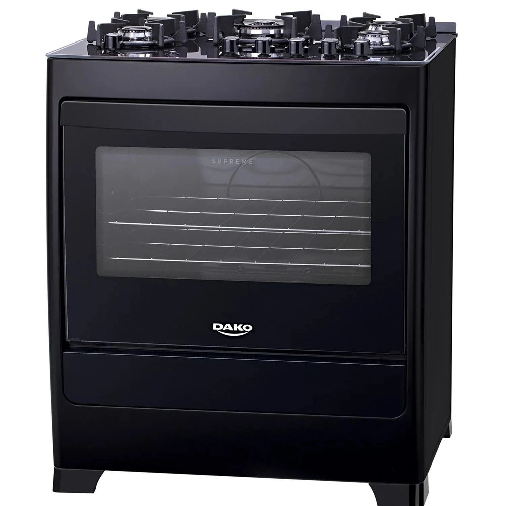 Fogão Dako Supreme Glass 5 Bocas a Gas Acendimento Automático Preto Bivolt