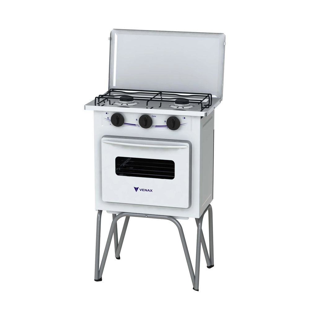 Fogão Portátil 2 Bocas Venax Gemini Tampa de Metal Gas Glp Branco 