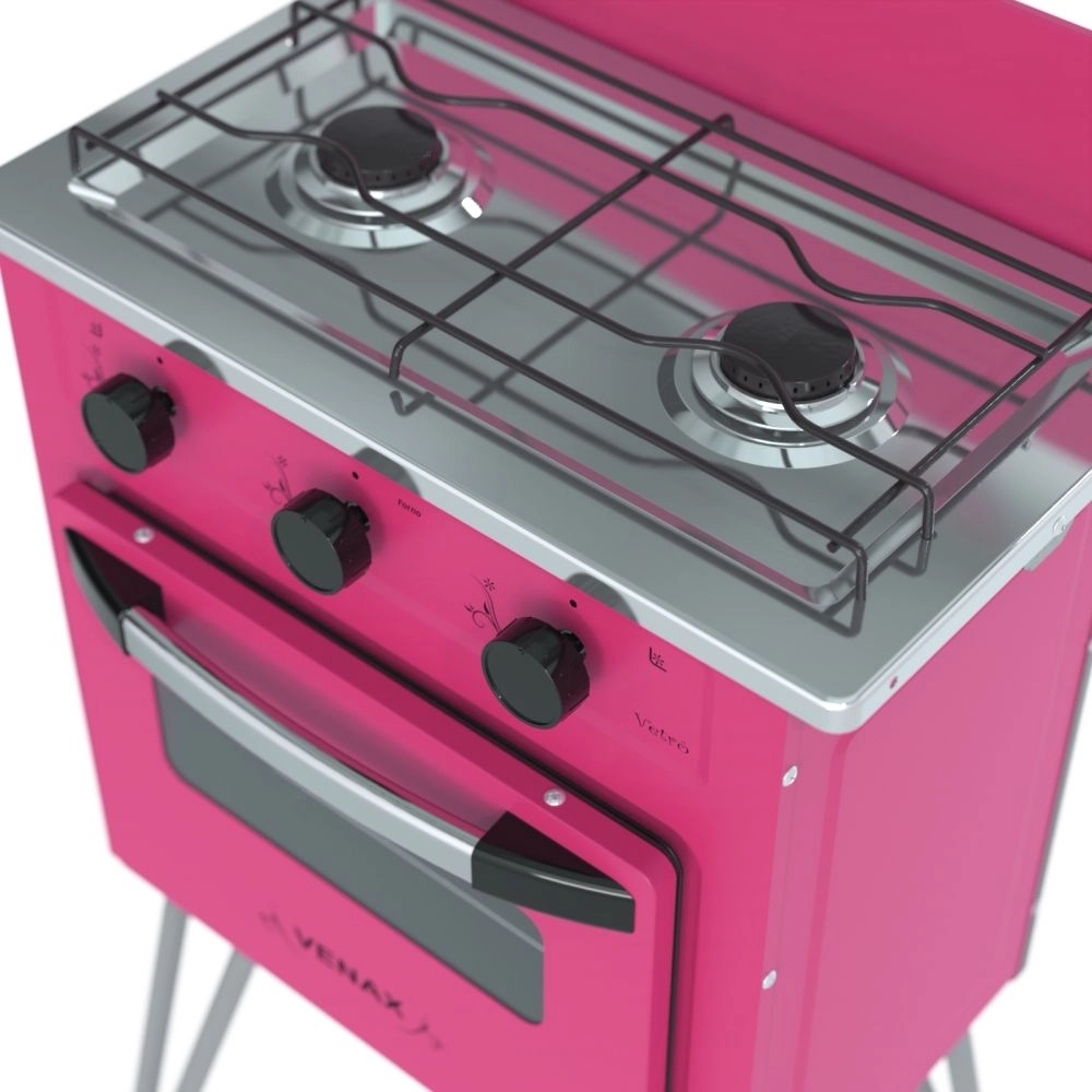 Fogão Portátil Venax Gemini Vetrô 2 Bocas a Gas Rosa