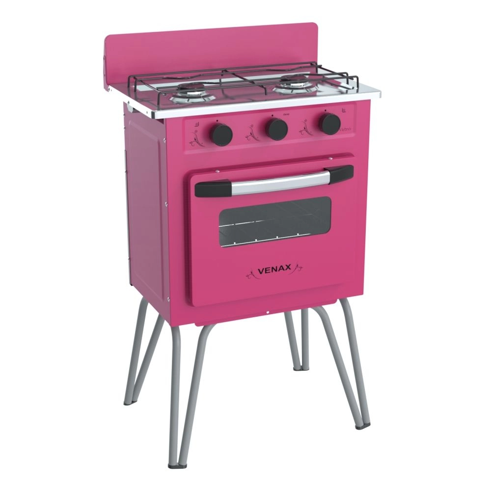 Fogão Portátil Venax Gemini Vetrô 2 Bocas a Gas Rosa