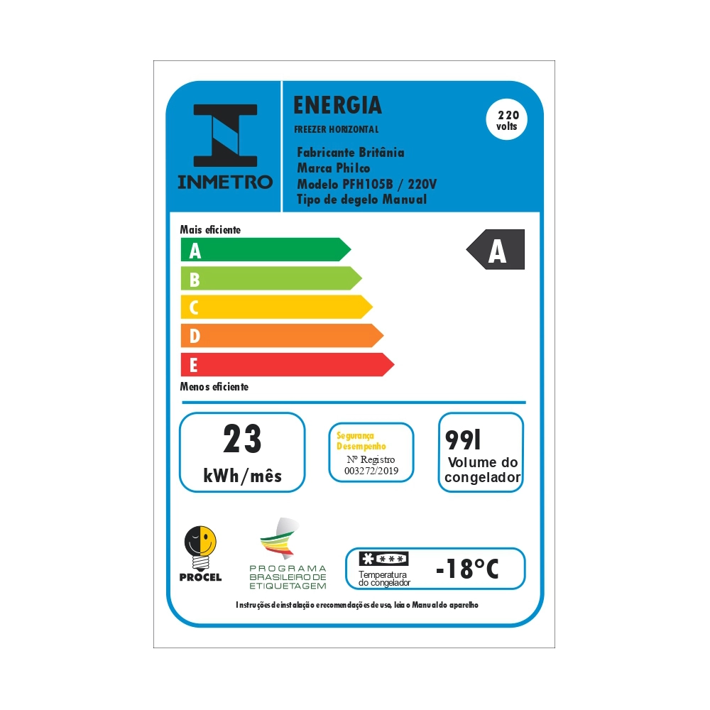 Freezer Horizontal Philco PFH105B 99 Litros 1 Porta 2 em 1 Branco 220v