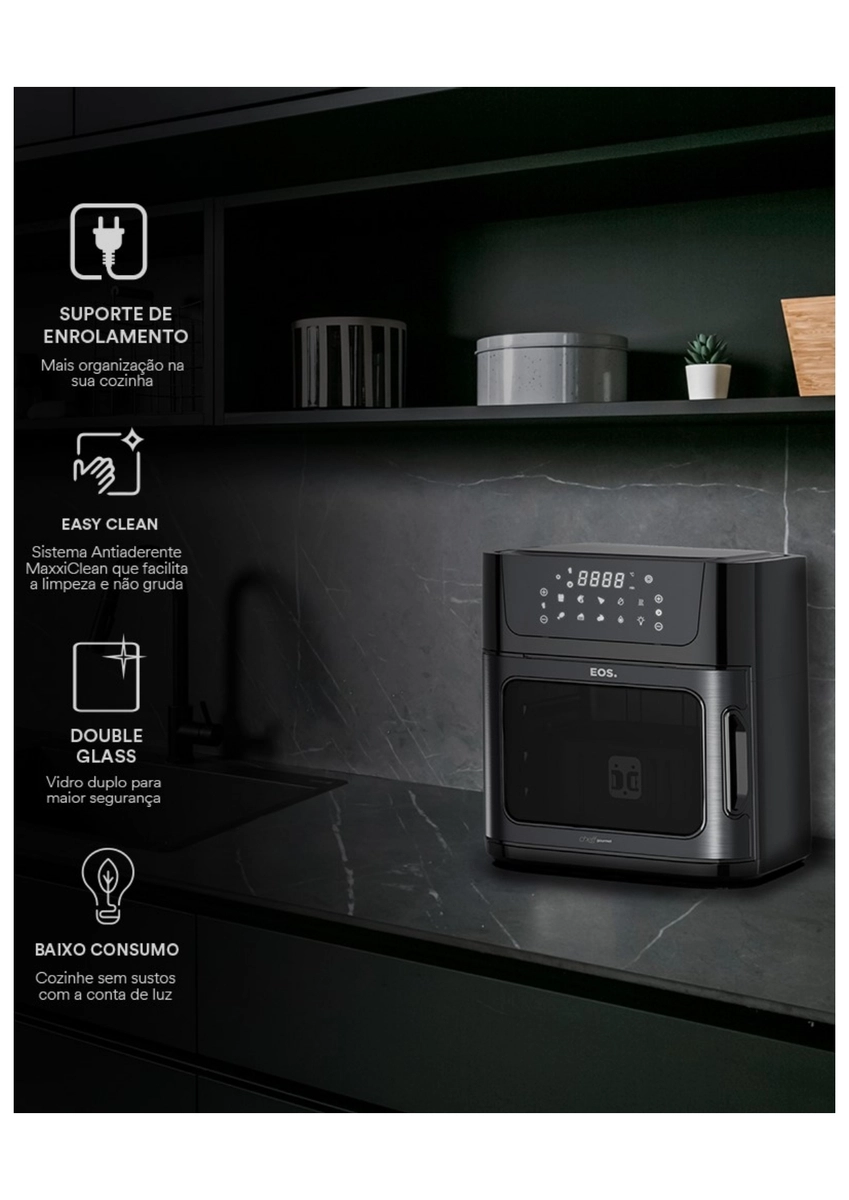 Fritadeira Air Fryer Oven Eos Eaf15ip 15l Digital Cheff Gourmet All Black