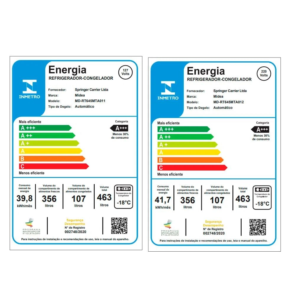 Geladeira Frost Free Midea MD-RT645MTA012 Duplex 463l Slim Branca 220v