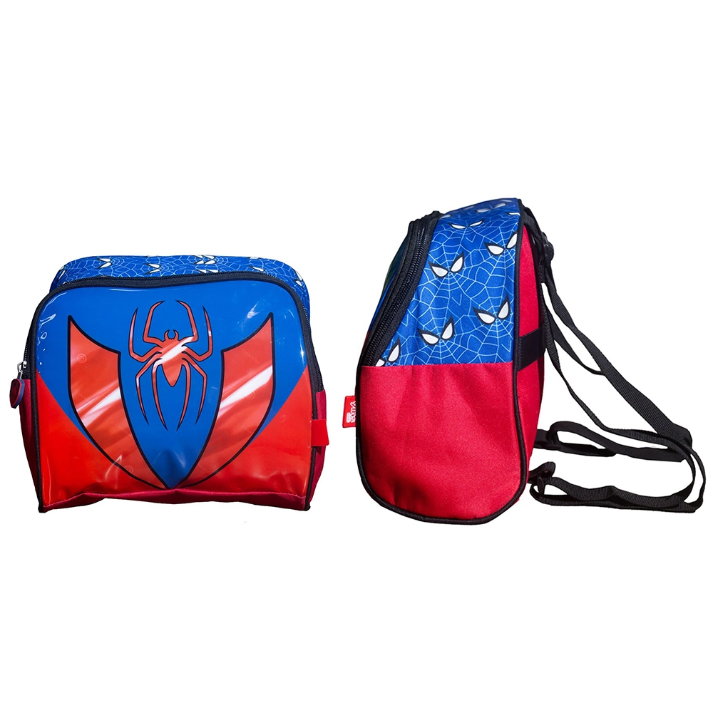 Kit Mochila Escolar Infantil de Rodinhas com Lancheira e Estojo Yins em Pvc 3d Kids Spider Azul
