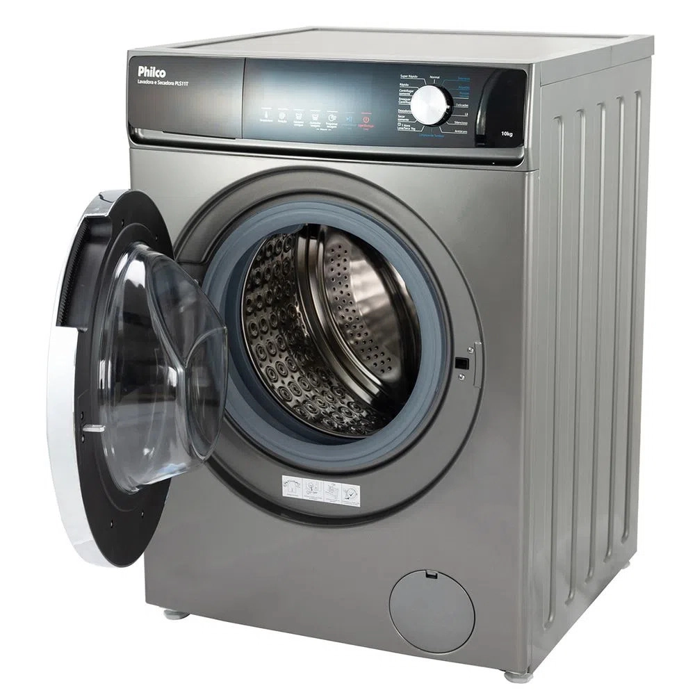 Lava e Seca Philco Pls11t Invertplus 16 Programas Lavagem 10kg Secagem 7kg Inox 127v