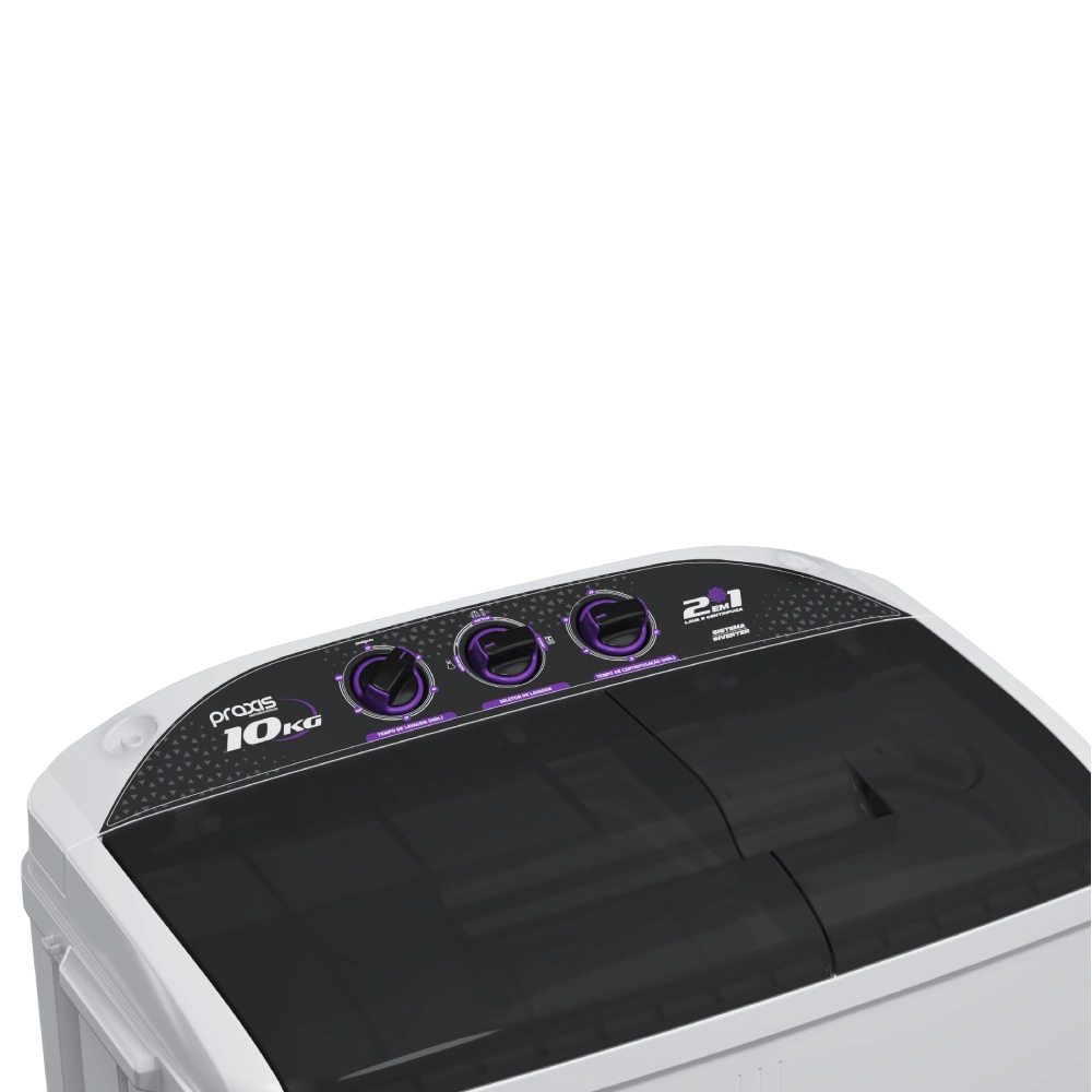 Máquina de Lavar Twin Tub Praxis 10kg 2 em 1 Lava e Centrifuga Branca