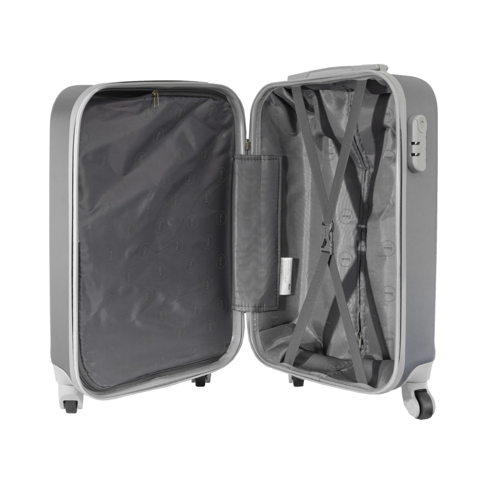 Mala de Bordo Abs para Viagem Ika Scorpion Cadeado Embutido Rodas Giro 360º Cinza