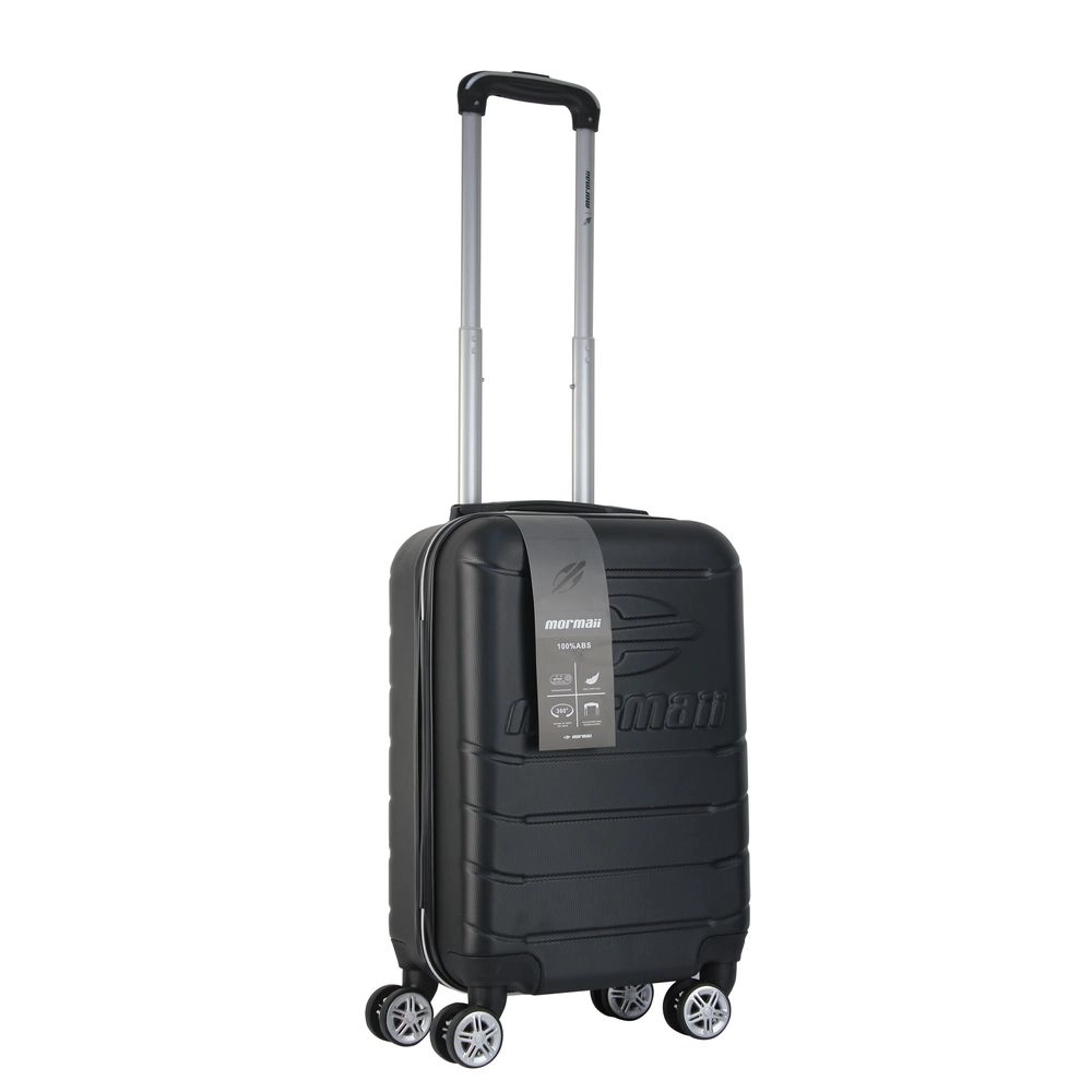 Mala de Bordo Abs para Viagem Mormaii MOR-1901 Cadeado Integrado Rodas Duplas Giro 360 Preta