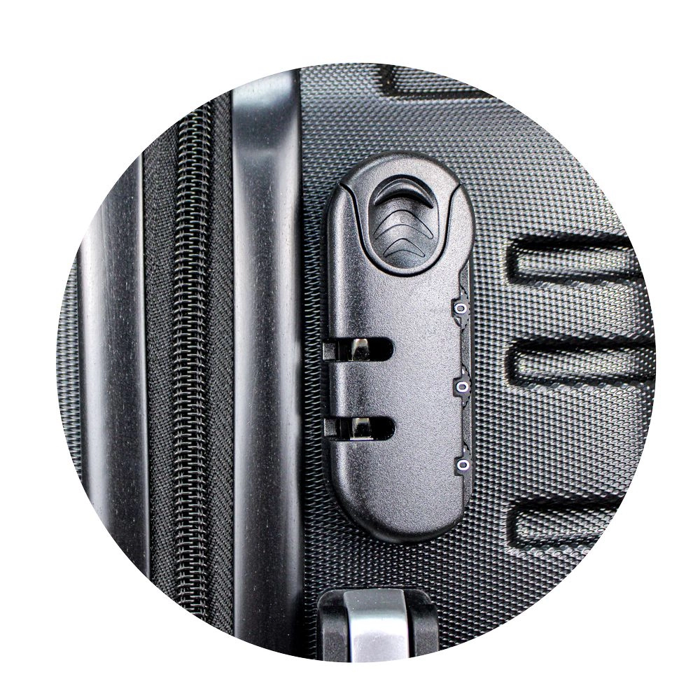 Mala de Bordo Abs para Viagem Yins 21166 Cadeado Integrado Rodas 360º Preta Tam Pp
