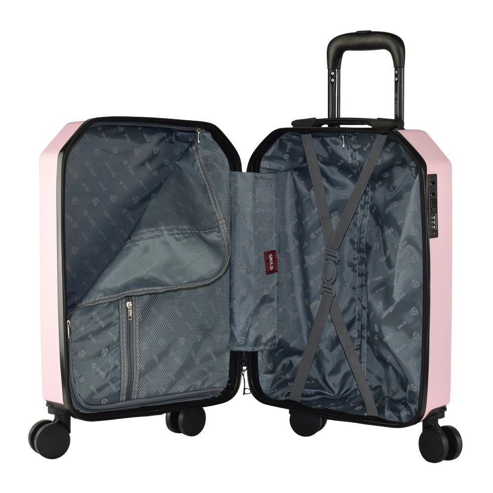 Mala de Bordo Abs para Viagem Yins Angle 21162 Cadeado Integrado Rodas Giro 360 Rosa