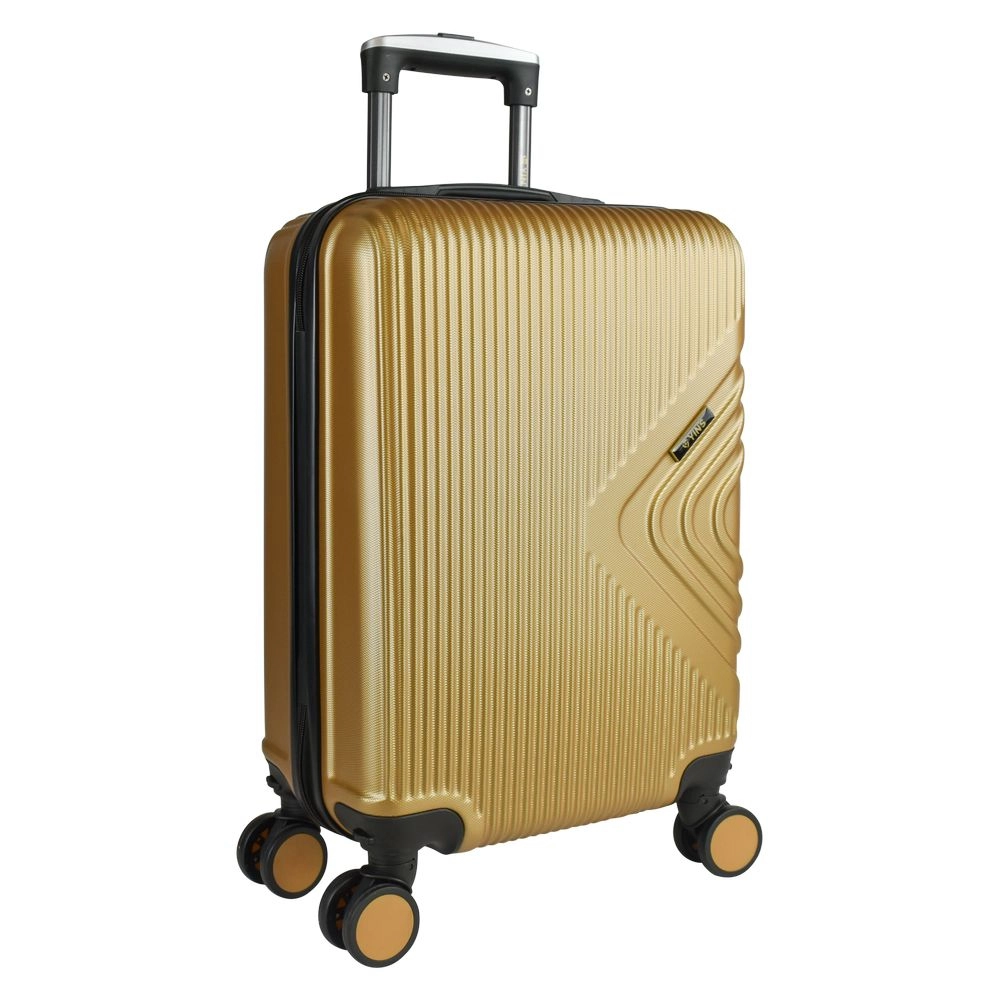 Mala de Bordo Abs para Viagem Yins Cleopátra Cadeado Integrado Rodas Duplas Giro 360 Dourado