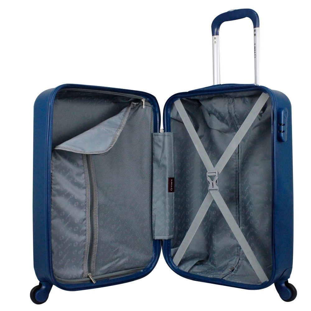 Mala de Bordo Abs para Viagem Yins YS21037 Cadeado Embutido Rodas Giro 360º Azul