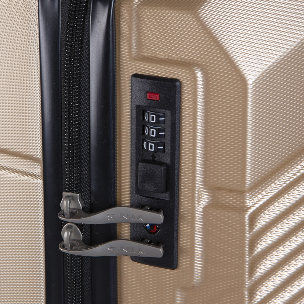 Mala de Bordo Abs para Viagem Yins YS21110 Cadeado Integrado Rodas Duplas Champagne