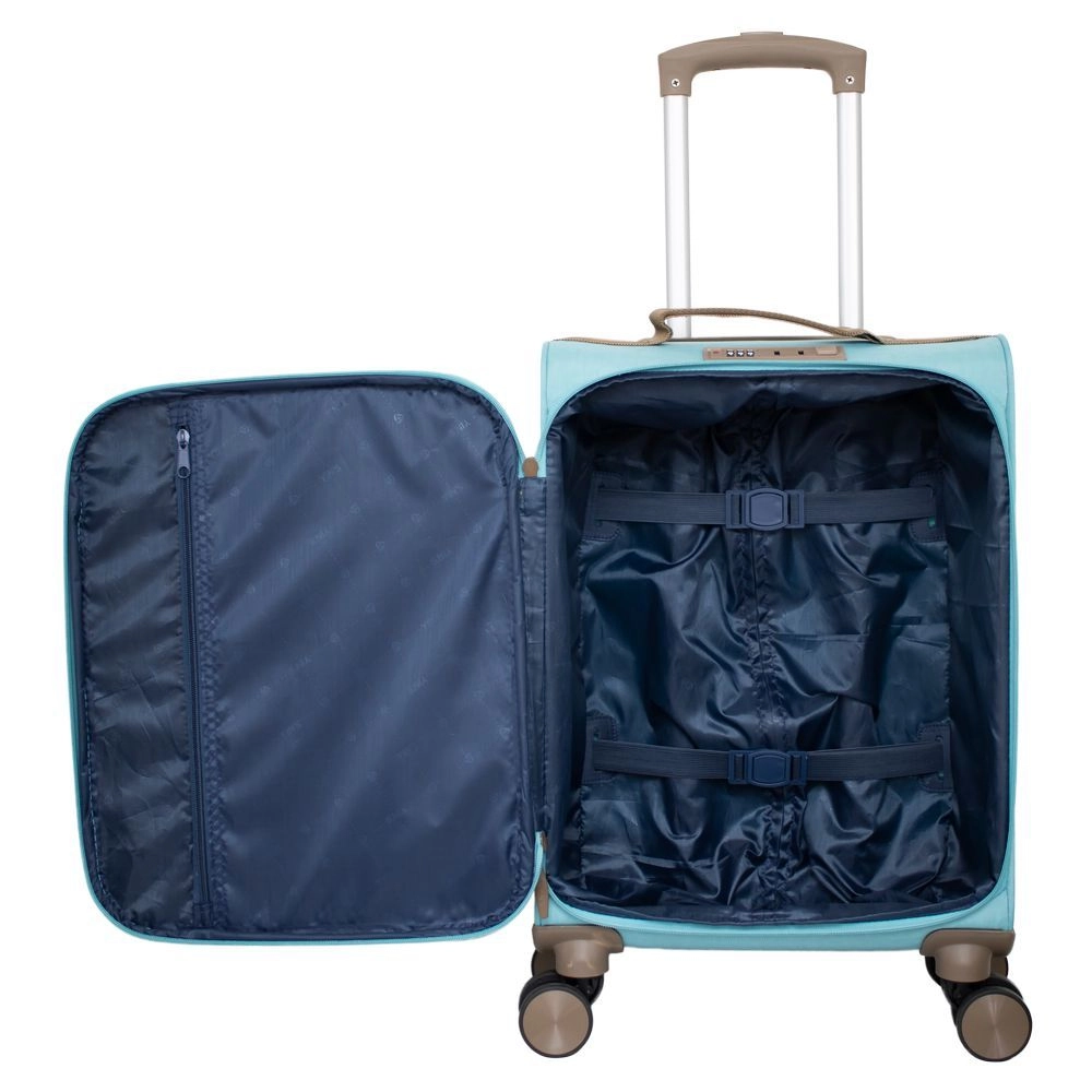 Mala de Bordo em Poliester para Viagem Yins 22030 Cadeado Integrado Rodas Duplas 360 Azul