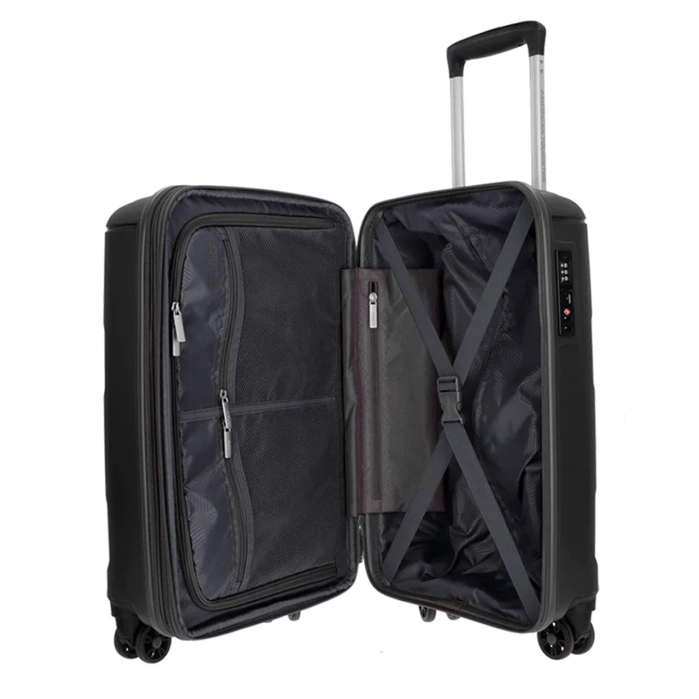Mala de Bordo Expansível em Polipropileno American Tourister By Samsonite Sunside e Tsa Preto
