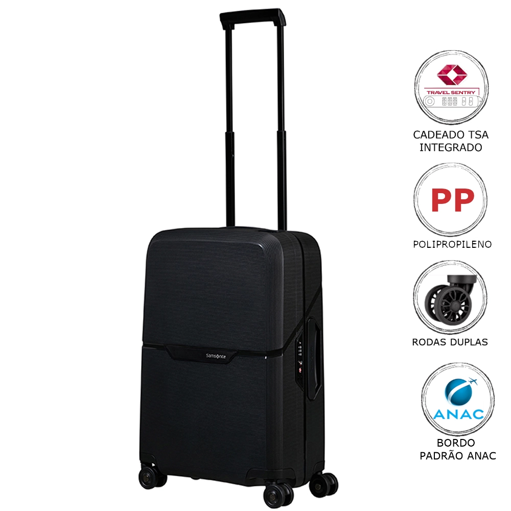 Mala de Bordo Samsonite Magnum Eco Polipropileno Tsa Preta