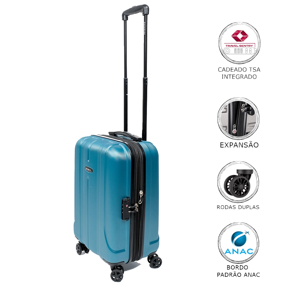 Mala de Bordo Samsonite Fiero Expansível ABS  Expansível Tsa Azul