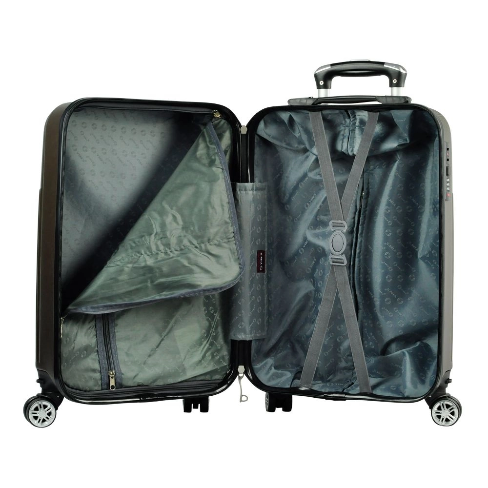 Mala de Bordo Pequena para Viagem Abs Yins 21113 Cadeado Integrado Rodas Duplas 360º Champagne