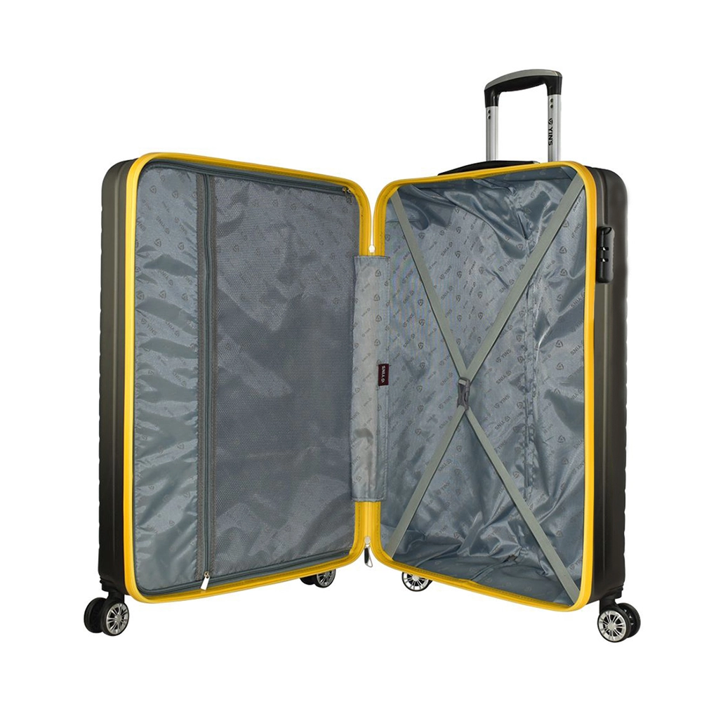 Mala de Bordo Pequena para Viagem Abs Yins 21167 Cadeado Integrado Rodas Duplas 360º Amarelo Tam Pp