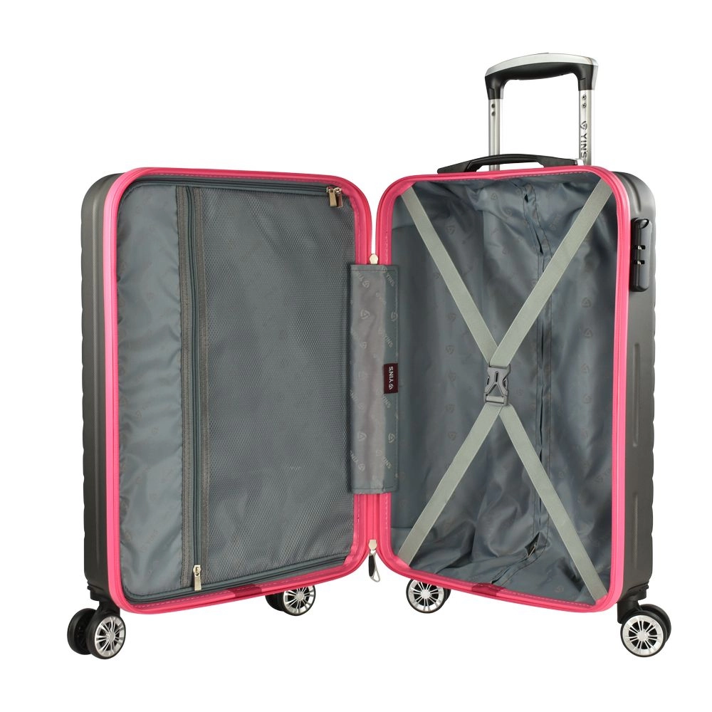 Mala de Bordo Pequena para Viagem Abs Yins 21167 Cadeado Integrado Rodas Duplas Giro 360 Rosa Tam Pp
