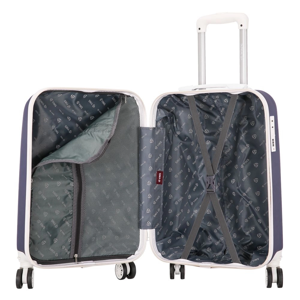 Mala de Bordo Pequena para Viagem Abs Yins Aerolook 01083 Cadeado Integrado Rodas Giro 360 Azul