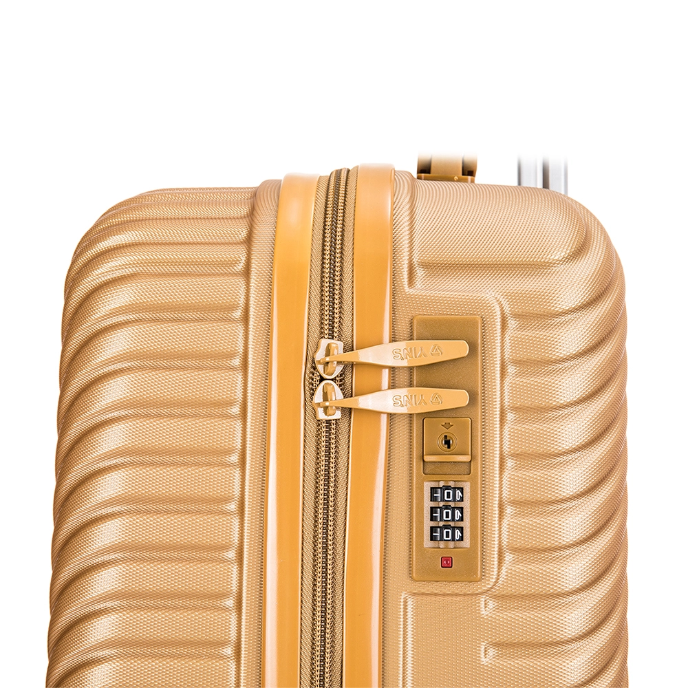 Mala de Bordo Pequena para Viagem Abs Yins YS21177 Cadeado Integrado Rodas Duplas Giro 360º Dourado